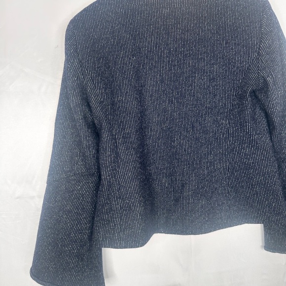 Anthropologie Cartonnier Navy Pinstriped Wool Blend Bell Sleeve Blazer Size 4 - Picture 11 of 14